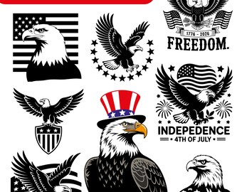 Patriotic Eagle svg bundle, USA 250th Anniversary, Patriotic Clipart (Digital Download