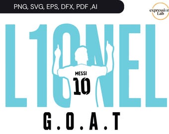 Messi PNG Shirt Design, Lionel Messi GOAT PNG,  Messi Number 10 Football Cut File,  Digital Download