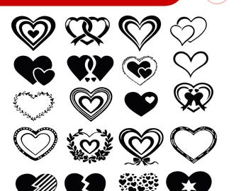 Heart SVG Bundle for Cricut | Love & Valentine Heart Designs Pack | Valentine Day Heart Svg, Instant Download, Love Svg, Love Clipart