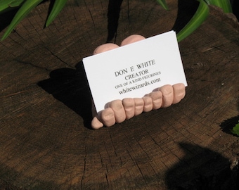 Sculpted Clay Hands Business Card Holder