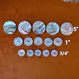 Shell Button or Concho - 3/4", 1"  or 1.5" in diameter - Abalone Shell