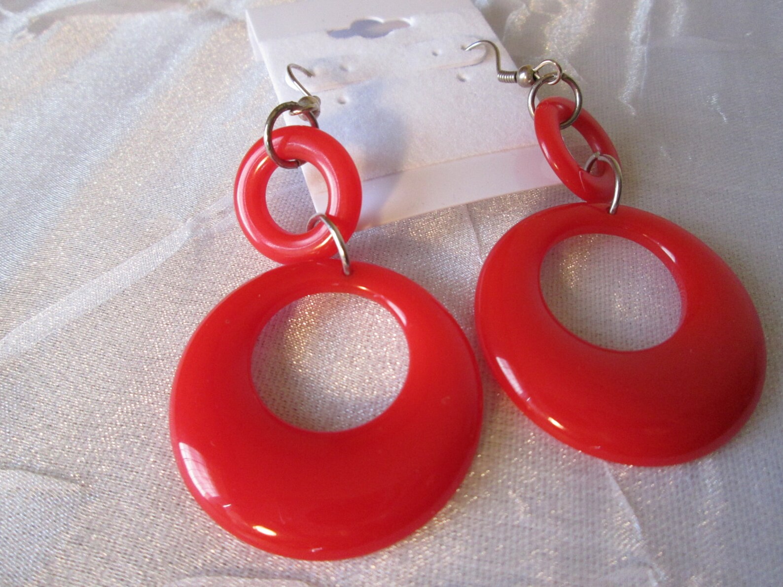 Vintage 70's Mod Double Hoop Earrings Red Plastic Groovy Etsy