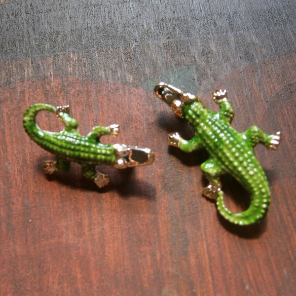 Green Enamel Alligator Pins