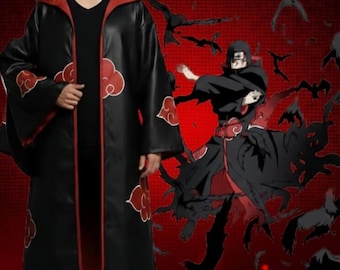 Anime Inspired Cosplay Cloak - Red Cloud Black Robe for Ninja Costumes & Halloween
