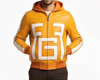 Handmade Yellow Fatgum Hoodie Jacket | Taishiro Tokus Cosplay Leather Hoodie | Anime Inspired Streetwear Costume
