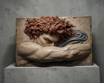 Fallen Angel Wall Relief STL | 410mm Multi-Part Large & 220mm Small | Mythological Sculpture | Printable WallArt