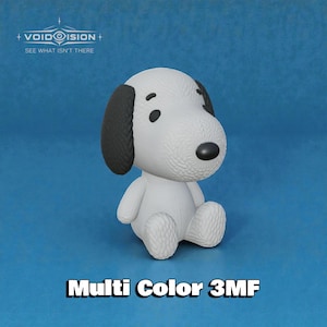 Dzianinowa figurka Snoopy'ego Chibi 3MF | Model do drukarki wielokolorowej | Kolorowy 3MF | Teksturowany pies