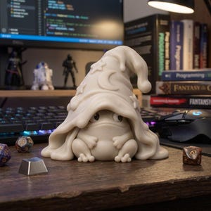 Frog Wizard Desk Toy STL | 3D Printable Chibi Toad | Grumpy Familiar File