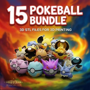 Pokemon 15 Pokeball Bundle 3D Stl Files