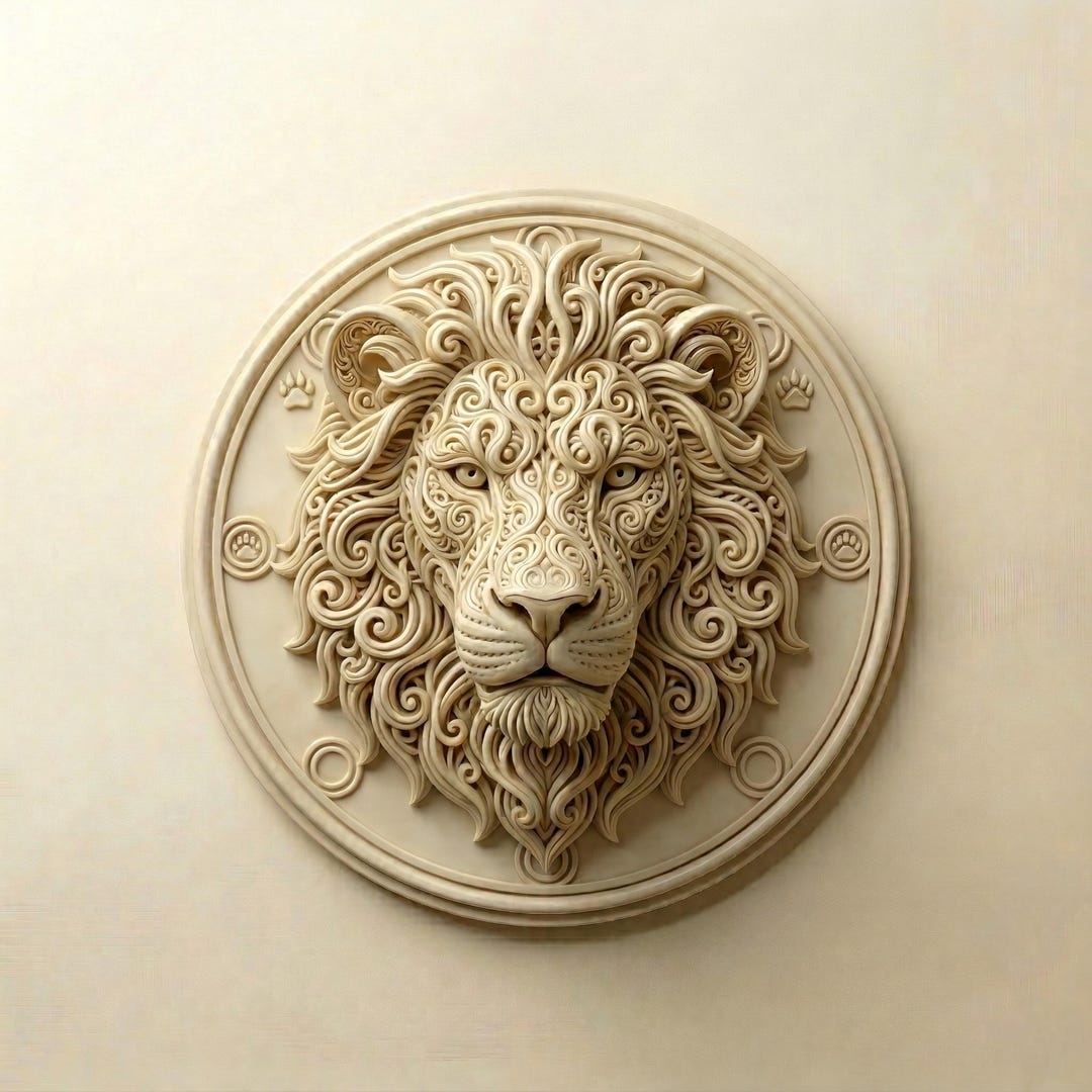 Ornate Lion Head Wall Art STL File | Intricate 3D Mandala Relief ...