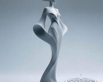Abstract Female Sculpture STL | Modern Minimal Woman Statue