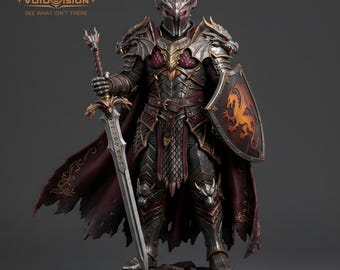 Dragon Knight Miniature STL File | D&D Fantasy Tabletop RPG Boss Figurine | Resin Miniature Model File