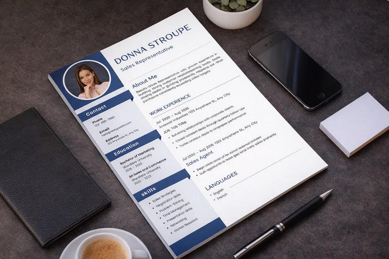 Professional Resume Template | Modern CV Design | Editable Canva Resume ...