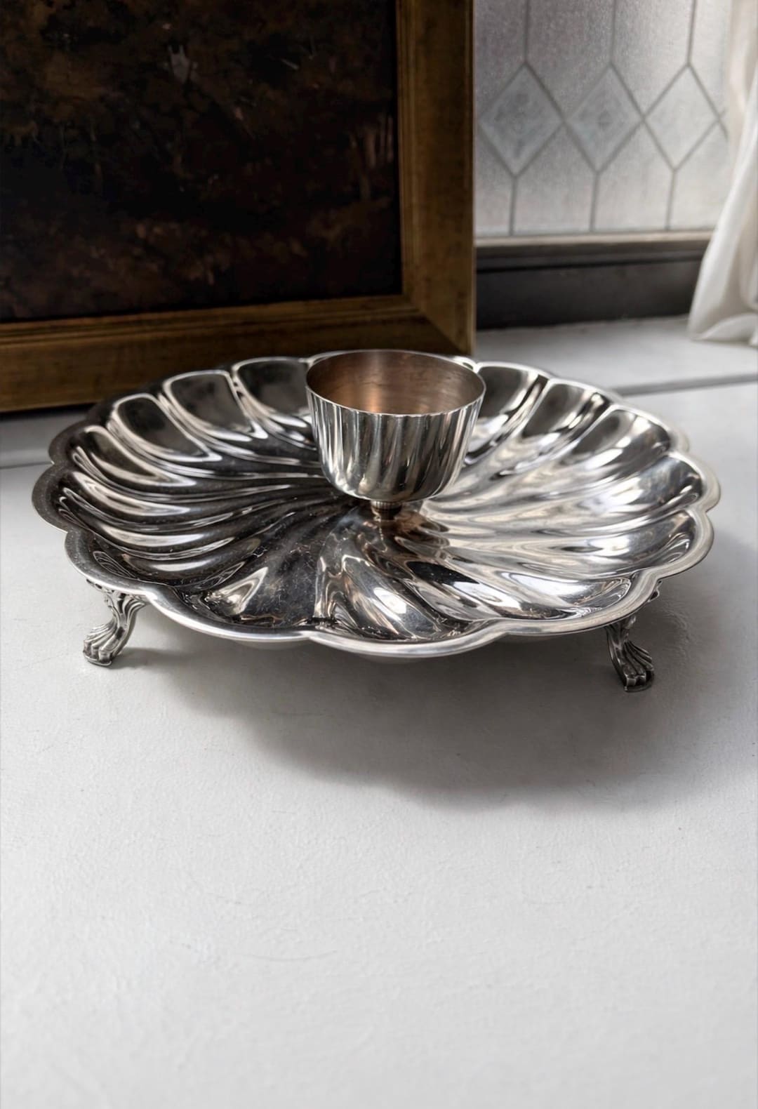 Vintage Footed Scalloped Serving Tray