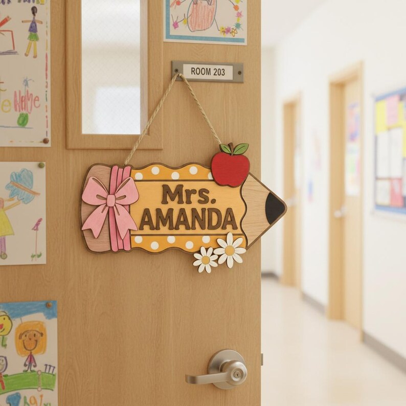Personalized Teacher Door Hanger, Custom Classroom Decor - Etsy
