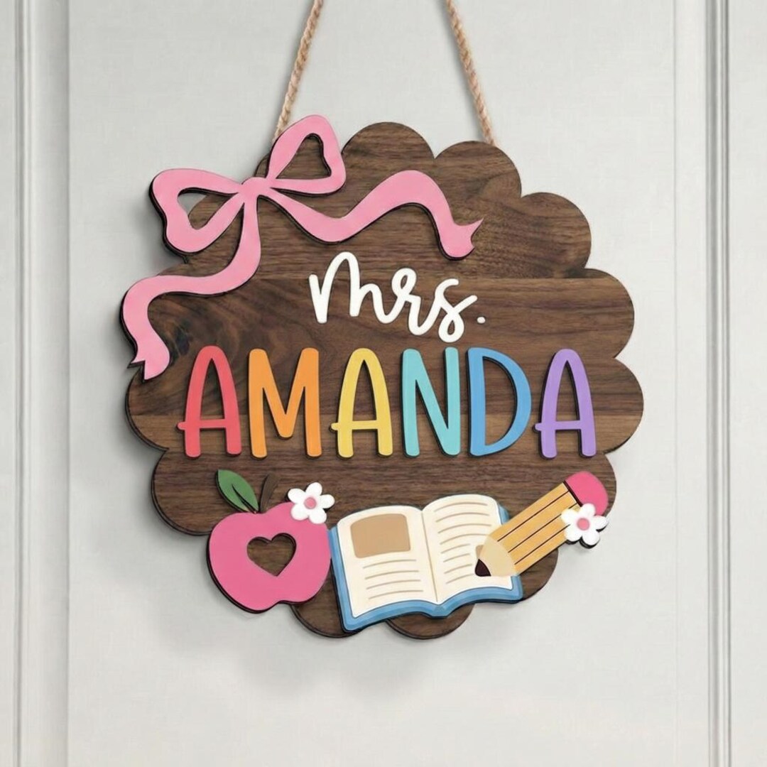 Personalized Teacher Door Sign, 3D Classroom Decor - Etsy