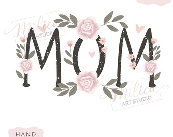 Floral Mom PNG Girly Motherhood Design Mothers Day PNG Pink Rose Mom Shirt Design Sublimation PNG Download