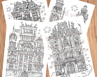 4 Coloring Pages, printable digital coloring pages