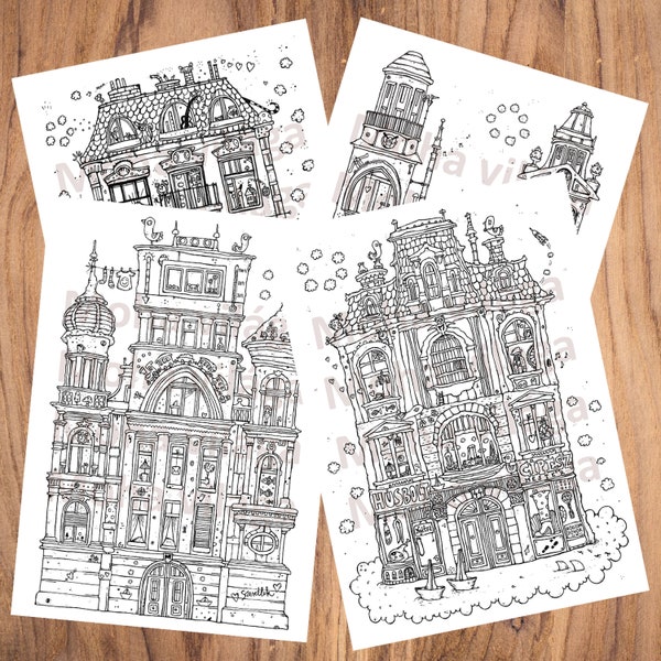 4 Coloring Pages, printable digital coloring pages