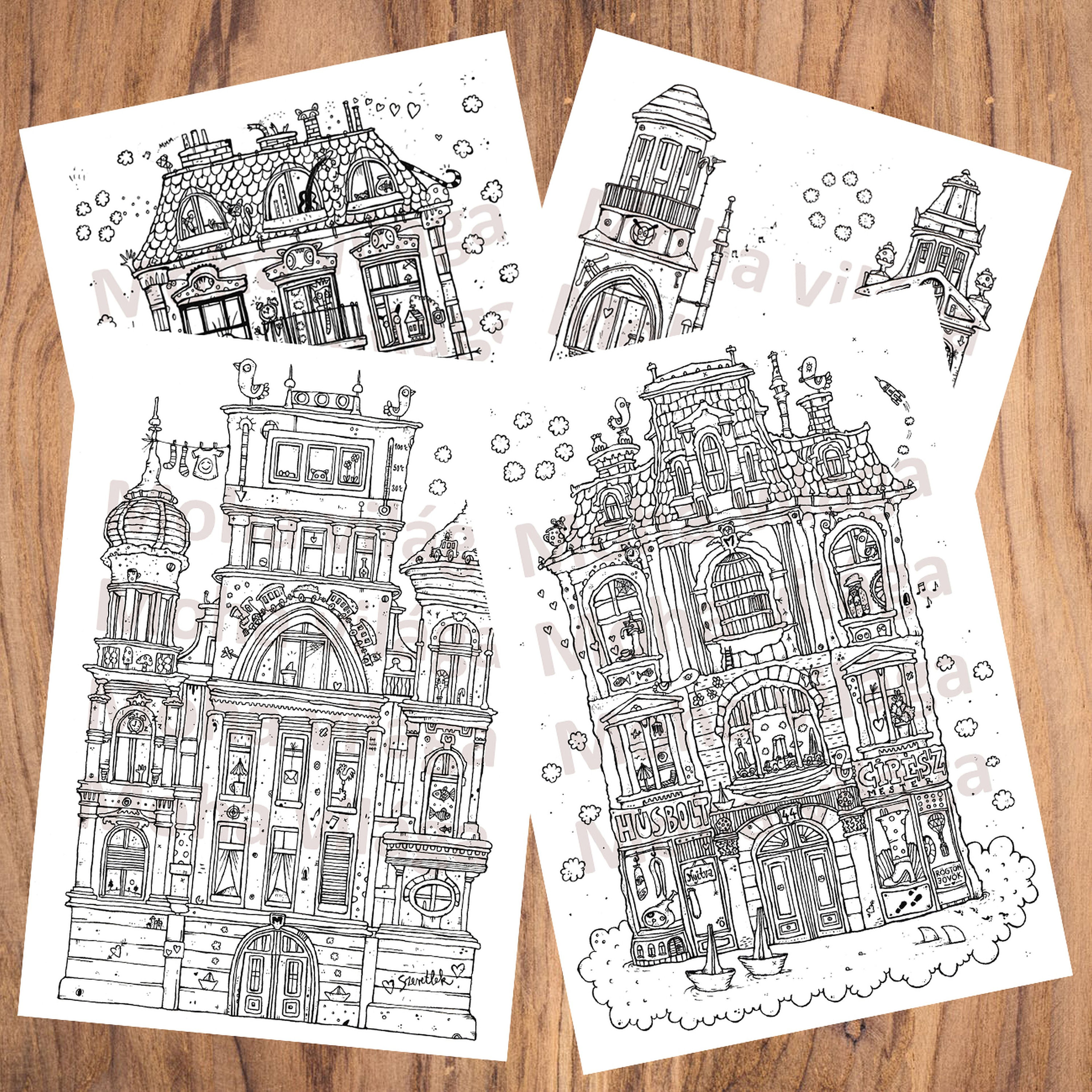 4 Coloring Pages, Printable Digital Coloring Pages - Etsy