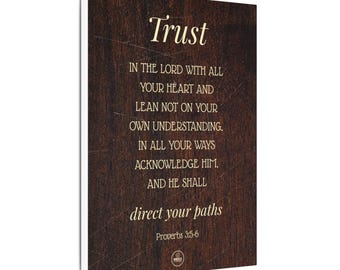 Proverbs 3:5-6 Canvas Print, Christian Scripture Wall Art