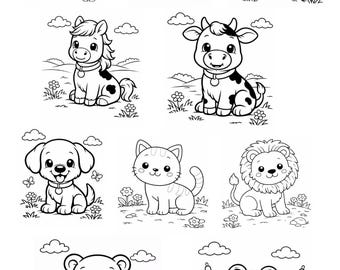 Big Animals Coloring Pages for Toddlers | Printable Coloring Book (Ages 1–3)
