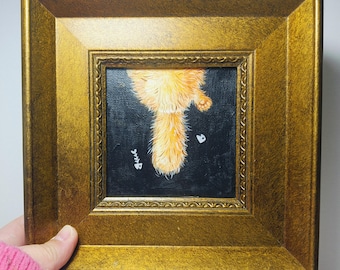 Mini-Ölgemälde, Mini-Ölgemälde, gerahmtes Original-Tier, personalisiertes kleines Gemälde, handgemaltes Haustier-Denkmal, Geschenk für die Wand