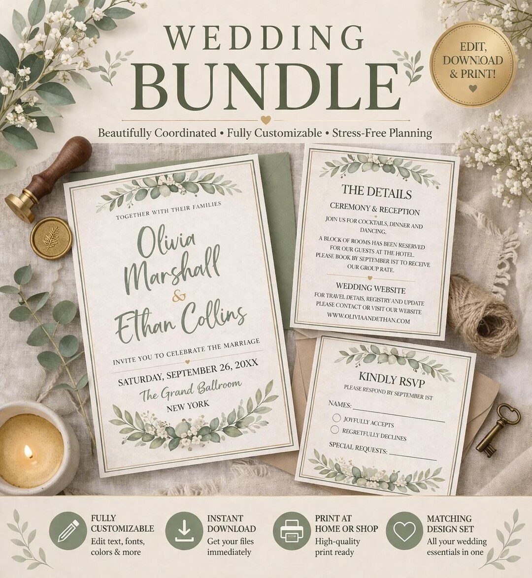 Invation Display Greenery Wedding Invitation Mockup Bundle, Rustic Suite Display ...