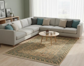 Hand Knotted Indian Wool Area Rug, Made to Order
