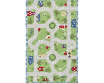 Alfombra infantil tejida a mano Play Town Adventure