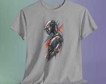 Abstract Mechanical Robot Art T-Shirt, Sci-Fi Tech Lover Gift (100% Cotton)