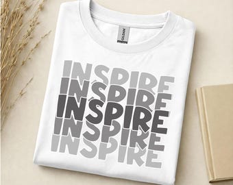 Inspire Graphic T-Shirt, Minimalist Monochrome Word Art Tee