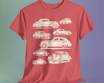 Vintage Car Collage Shirt, Classic Retro Automotive Graphic Tee