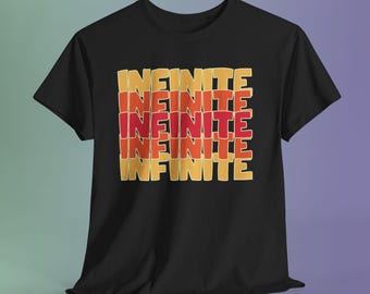 Infinite Graphic T-Shirt, Warm Color Typography Design