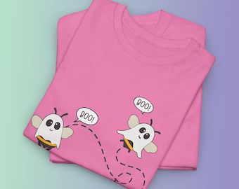 Funny Halloween Ghost Bee T-Shirt, Adult Humor Spooky Season Gift