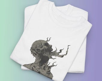 Surreal Melting Figure Horror T-Shirt, Psychological Art, Gothic Illustration (100% Cotton)