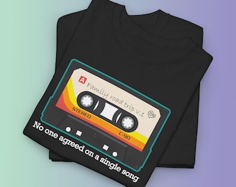 Family Road Trip Cassette Tape T-Shirt, Nostalgic Travel Gift, Cotton Tee