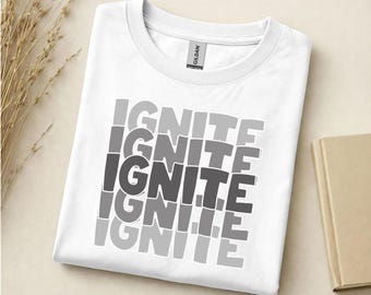 IGNITE Graphic T-Shirt, Minimalist Typography Word Art Tee
