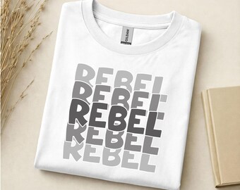 REBEL Graphic T-Shirt, Monochrome Typography, Unisex Cotton Tee