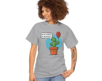 Cactus T-Shirt, Working on Boundaries Graphic Tee, Mental Health Humor