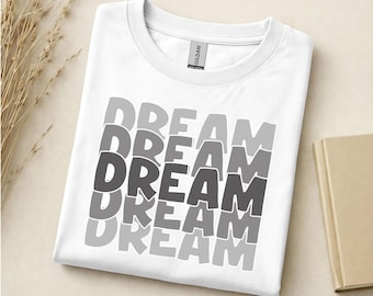 DREAM Graphic T-Shirt, Minimalist Word Art, Monochrome Tee