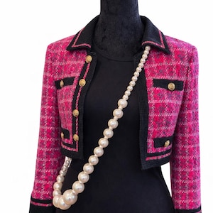 Handgefertigte lange Perlen Statement Halskette | Übergroßer Ivory Perlenstrang