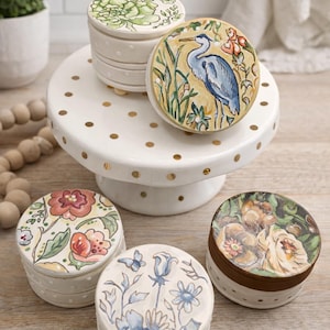 Hand-Painted Trinket Wish Box - Wood Keepsake