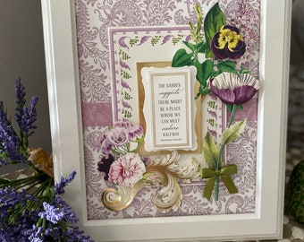 GARDENING picture, art, floral decor, Gift for her, sign, floral, botanical, inspirational, Lavender Field, purple flowers, Free Shipping