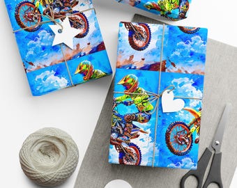 Cadeaupapier motorcross crossmotorrit | Inpakpapier racemotor