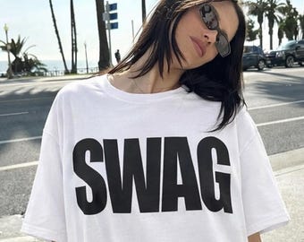 SWAG bold text T-Shirt Funny | Typography tee, streetwear graphic | Funny Gift