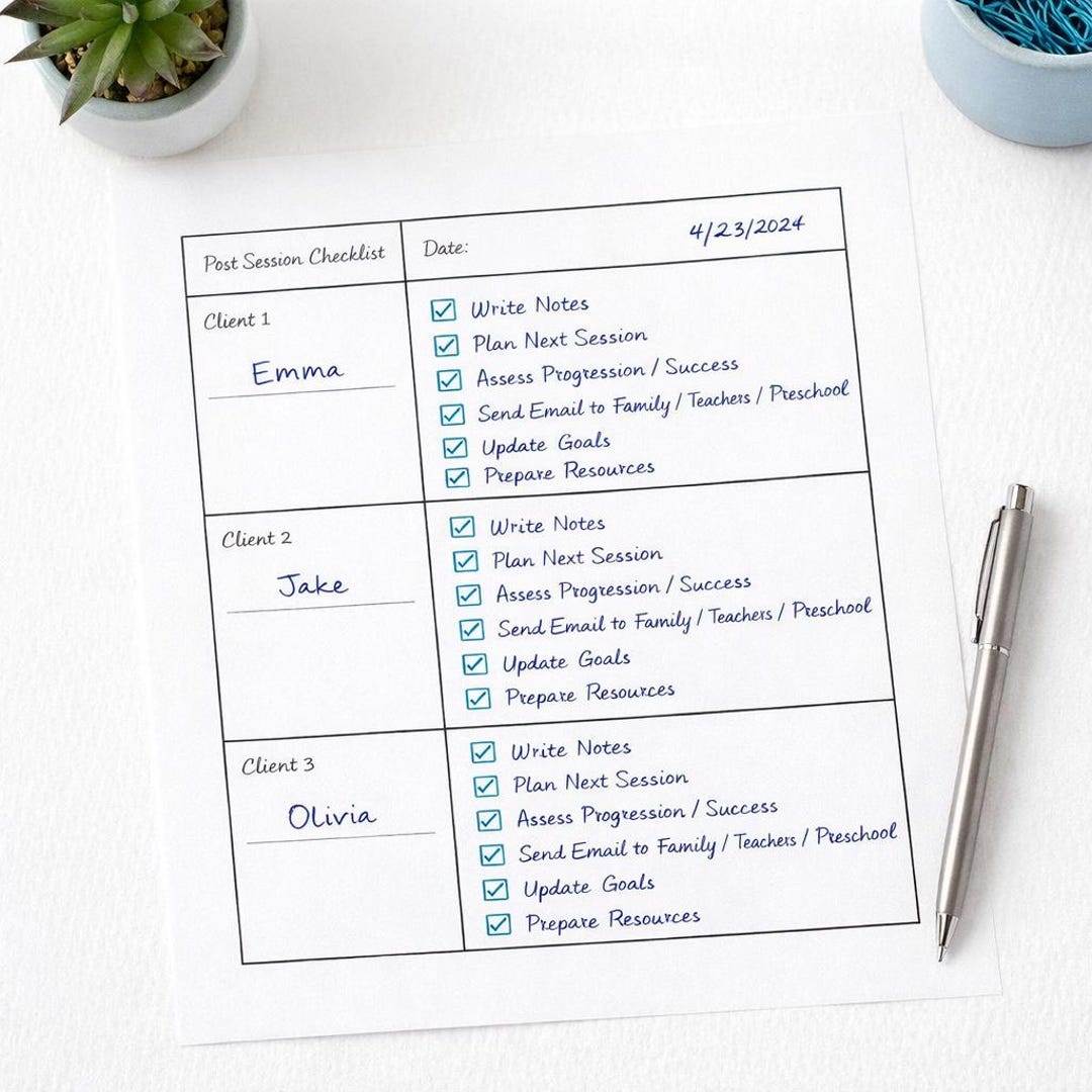 SLP Session Checklist Sticky Note Speech Therapy Planning & Notes Pad ...