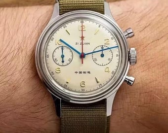 Seagull 1963 Pilot Chronograph Watch: 40mm Mechanical, Sapphire Display, Military Style