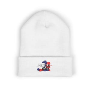 Haitian Pride Map Flag Paint Splatter Beanie