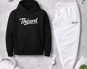 Théard Signature Hoodie & Jogger Set – Black and White Luxury Streetwear (Unisex)